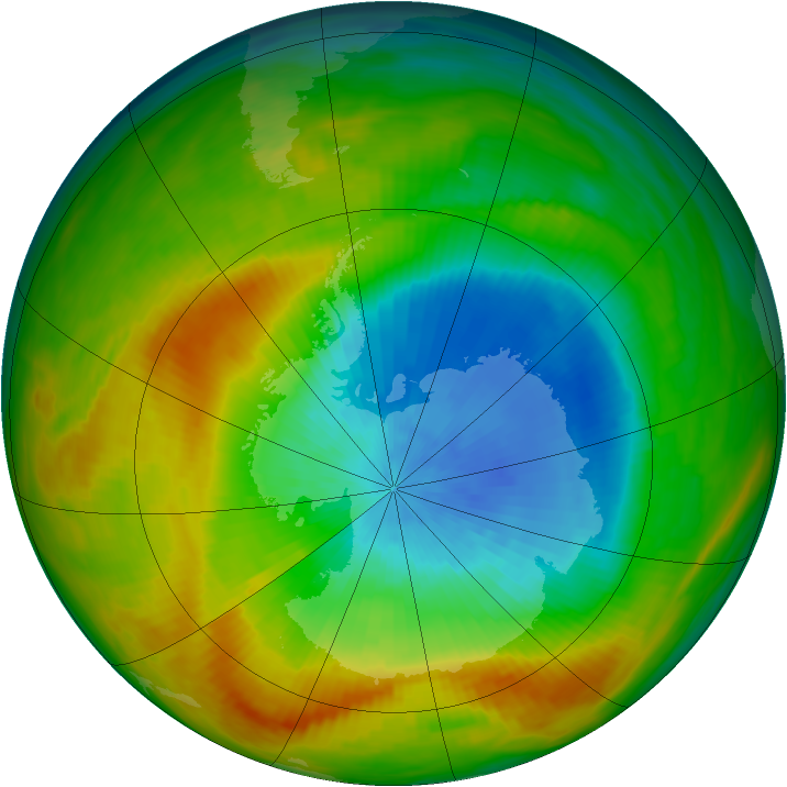 Antarctic ozone map for 22 October 1982